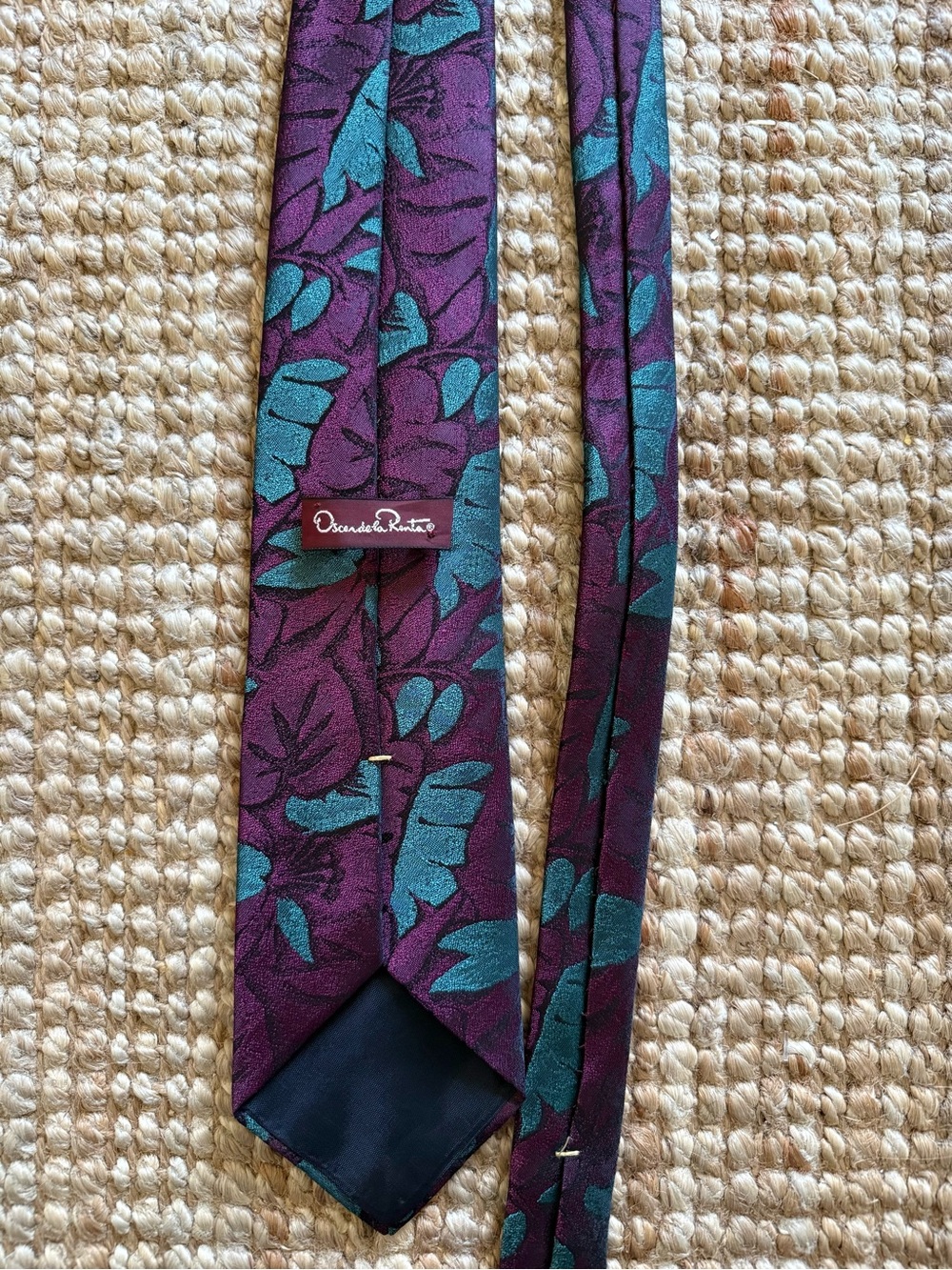 Vintage Oscar de la Renta Silk Floral Tie Miami Vice
